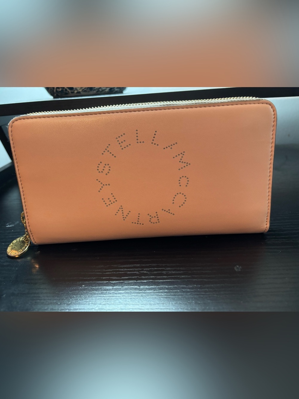 Authentic Stella McCartney Stella Logo Zip-Around Continental Wallet –Blush Pink